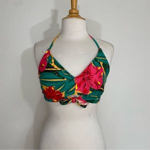 3/$25 Kona Sol Multicolor Floral Halter Unpadded Bikini Swimsuit Top Size Large